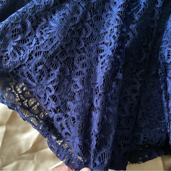 City Studios Fit & Flare Navy Blue Lace Eyelet Semi-Formal Mini Dress Size 9 D10 - Picture 6 of 10